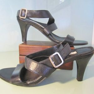 Strappy Heels Black Leather Ann Marino SZ 8.5 M